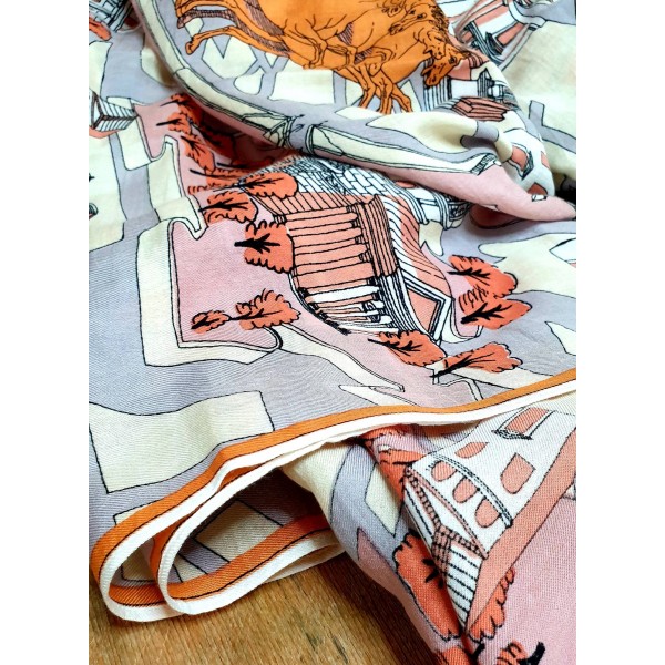 Inoui Editions šilko ir medvilnės skara ROME POWDER